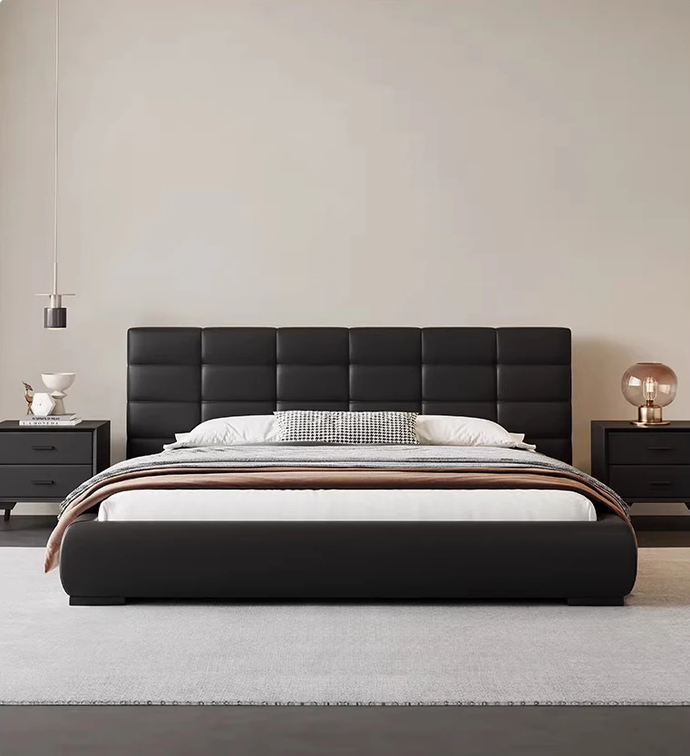 pm-Modern Black Upholstered Platform Bed with Large Storage Space - Custom Size & Color Available