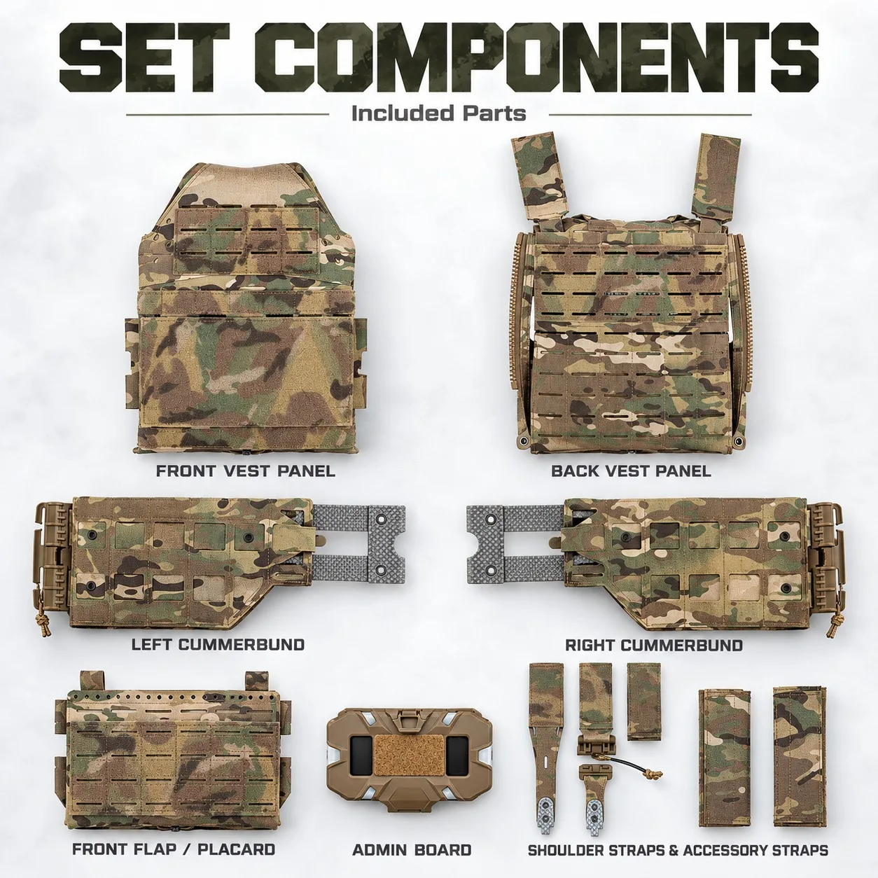 LV-120 Tactical Vest Set Laser Cut MOLLE Modular Quick Release Adjustable Cummerbund for Airsoft Paintball Outdoor Training Gear