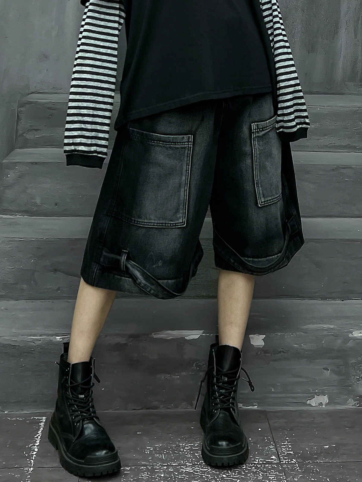 

M-Home Trendy Street Sle Distred Workwear Pants Women Summer orts 2026 New Denim Straight Leg Mid-Length Jeans