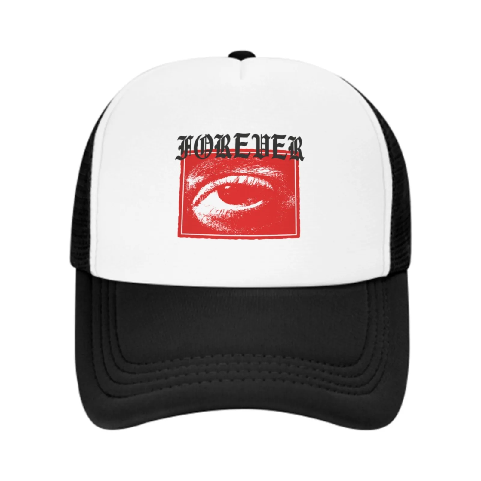Forever Eye Print Trucker Hat Unisex Casual Polyester Adjustable Mesh Cap