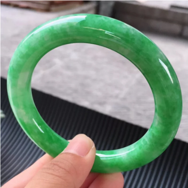 

Certified Natural AA high Icy Green Myanmar Jade jadeite bracelets bangle 60MM