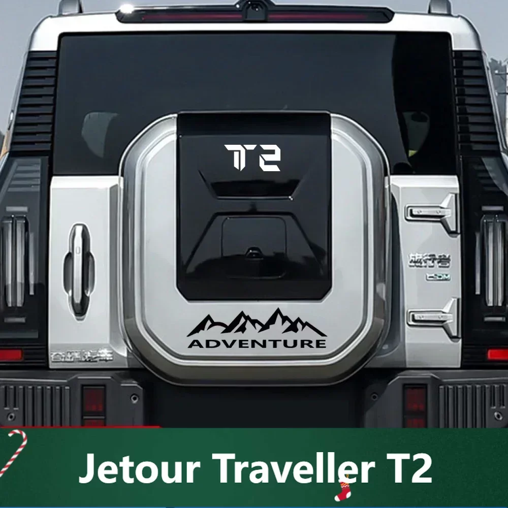 

For Chery Jetour Traveller T2 2023 2024 Jetour T2 Car Rear Trunk Back Spare Wheel Tire Cover Vinyl Stickers Decals Adventure