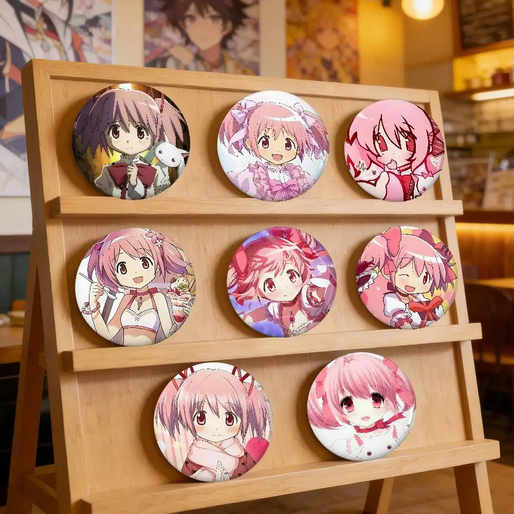 Puella Magi Madoka Magica Badges Peripheral Lapel Pins Tinplate Round Brooch For Shoulder Bag Accessories Souvenir Gifts