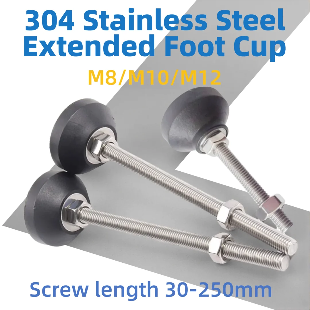 1-4Pcs 304 Stainless Steel Furniture Foot Cup D40 Nylon Adjustable Foot Pad Base for M8/M10/M12 Milling Machine Foot Leveling