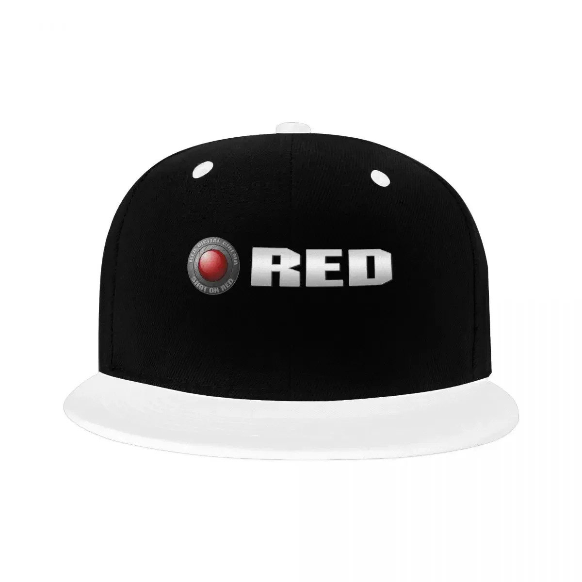 RED Camera Flat Brim Hat Embroidery Baseball Cap Hip Hop Hat