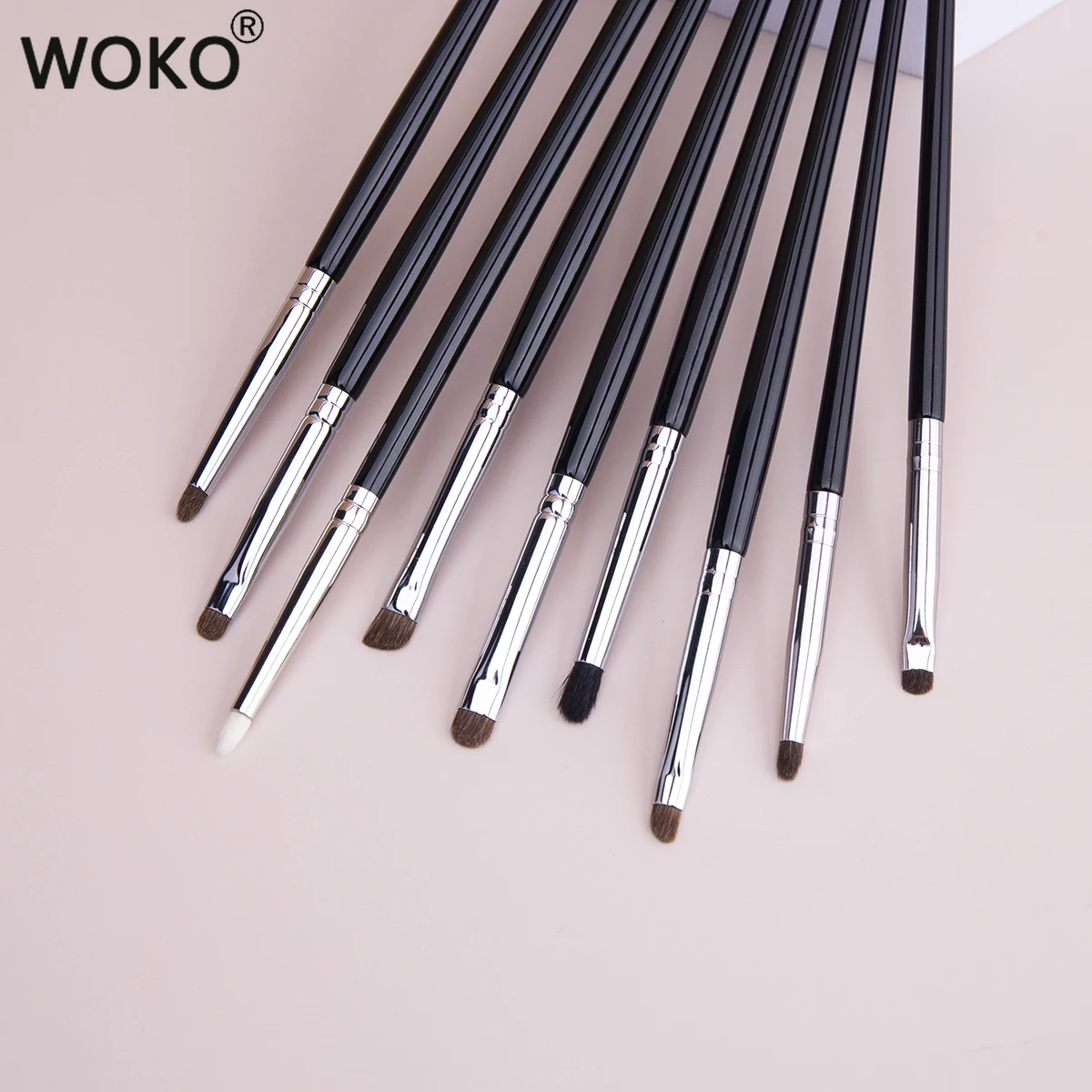 9pcs Eyeliner Smudge Brush Precision Smudge Makeup Brush set Horse Hair Eyeshadow Smudge Brush Small Smoky Liner Makeup Brushes