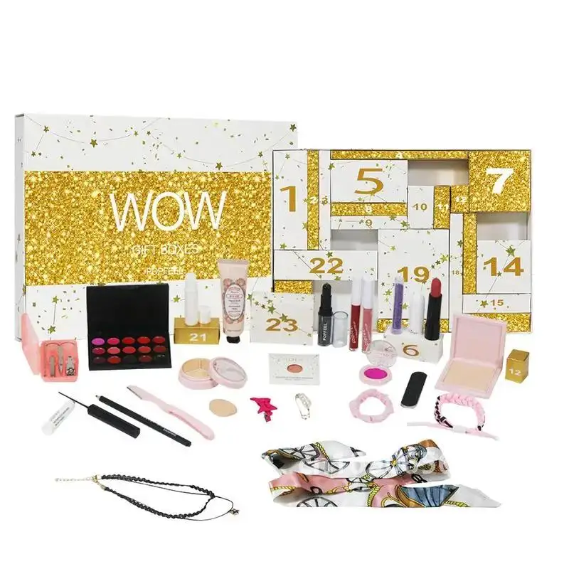 24 Days Beauty Advent Calendar Makeup Set 24pcs Christmas Countdown Calendar Make up Calendar Lipstick Eye Shadow Cosmetic