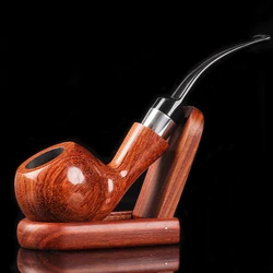 Smoking set Wood Smoking Pipe With Silver Ring Tobacco Pipe with Pipe Accessories (wooden) Men's Gadget Gift box