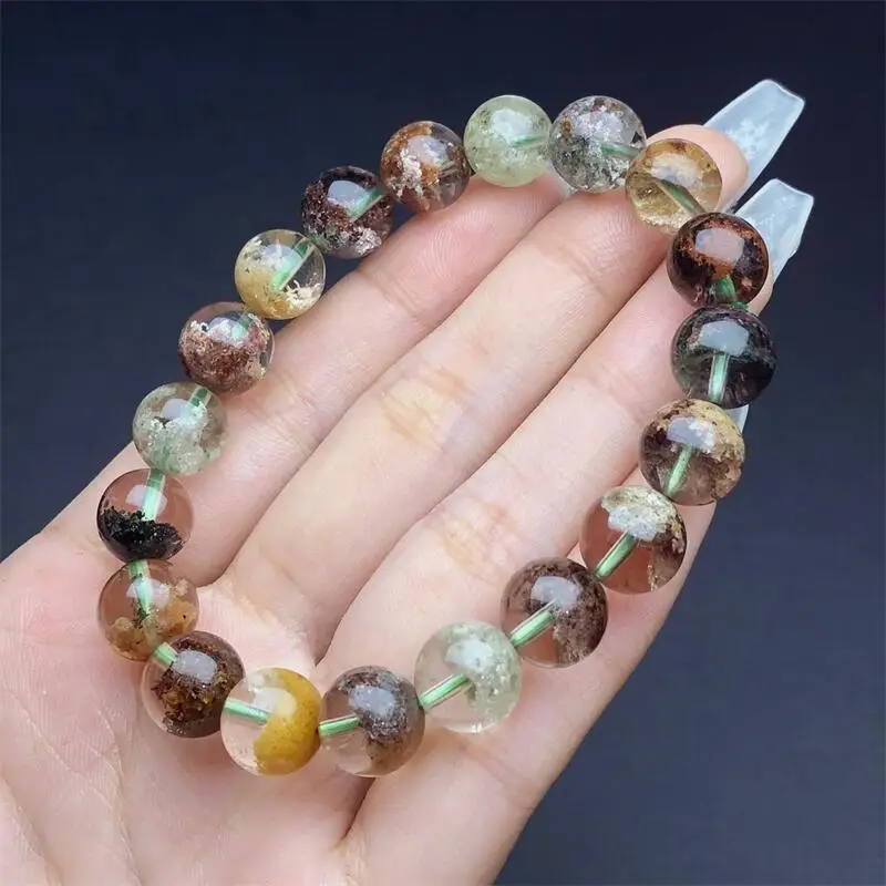 10MM Natural Colored Garden Quartz Bracelet Fashion Reiki Gemstone Round Beads Bracelets Jewelry Couple Gift 1PCS