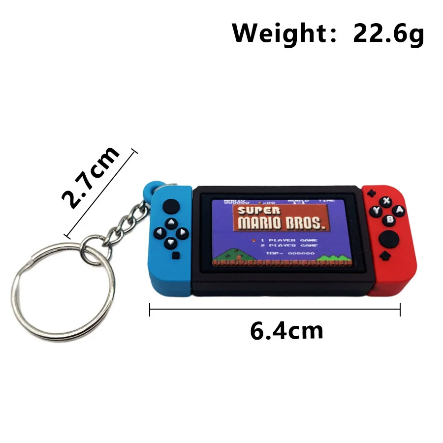 Chibi Switch Model Keychain Mini Game Boy Key Chain Car Bags Pendant For Men Phone Key Ring Toys Birthday Gift
