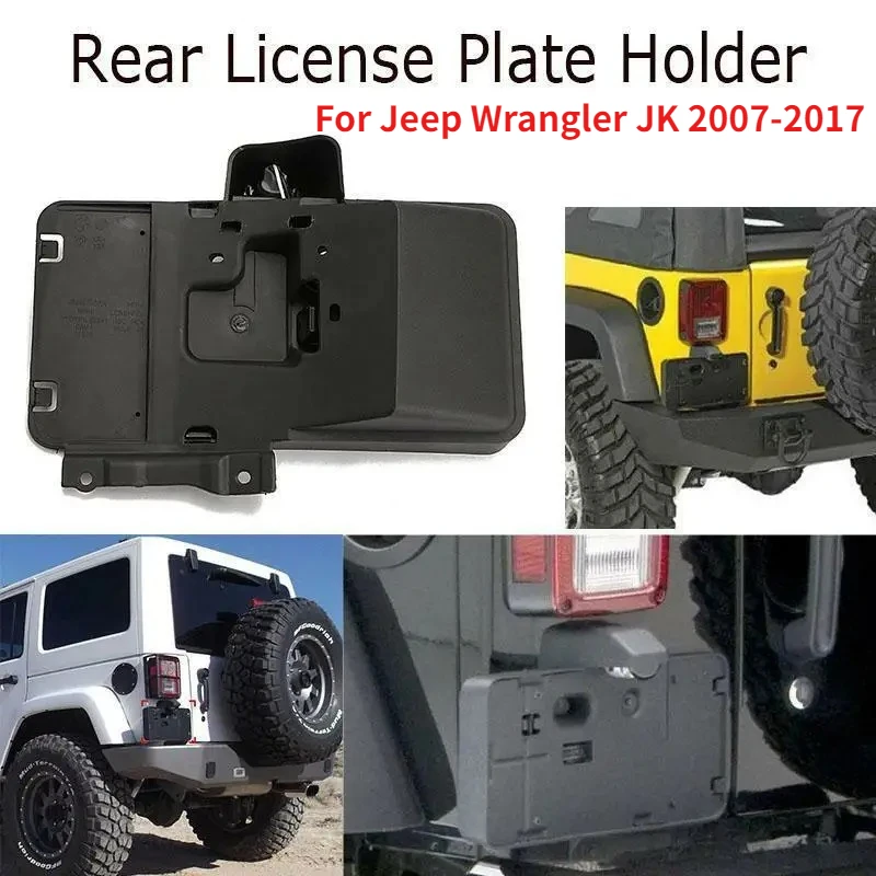 For Jeep Wrangler JK 2007-2017 Car Rear License Plate Holder Frame Number Tag Mounting Bracket with Lamp Light