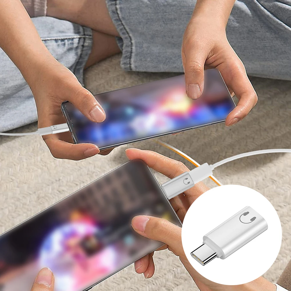Compact Lightweight Type C Adapter for Phones Tablets and Laptops Supporting Earphone Music Call Gaming Data Transmission