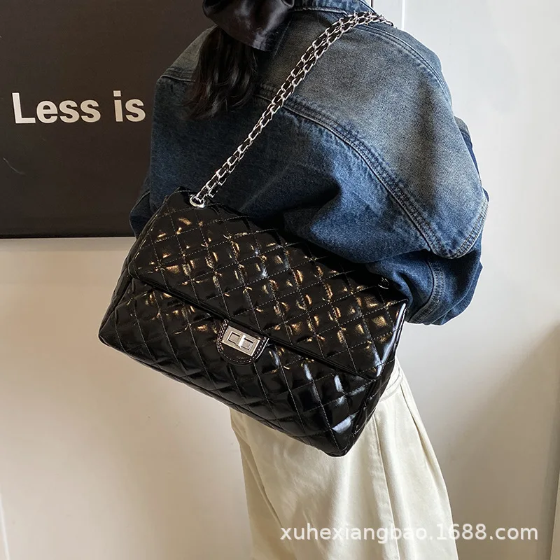 チェーン付き韓国スタイルの菱形ショルダーバッグ,カジュアルな質感,すべてにマッチ,シンプルな通勤,ウォーキングバッグ