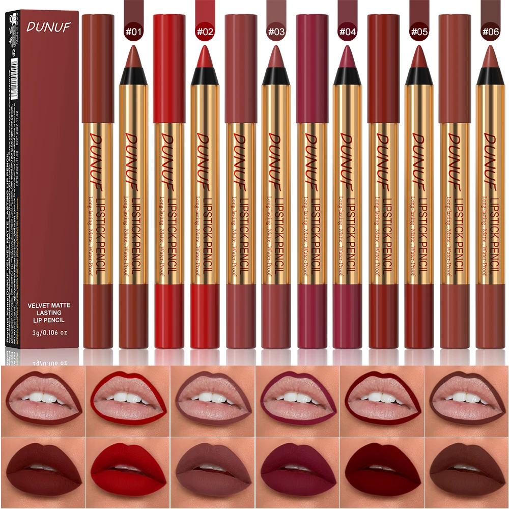 6-color gold natural matte matte lipstick pencil waterproof long-lasting non-stick cup non-color loss lip liner