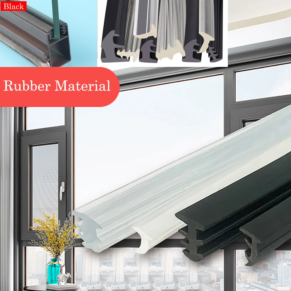 Soundproof Glass Retaining Rubber Seal Strip Multiple Sizes Weather Stripping Fit 90 Type Aluminum Alloy Sliding Window Door