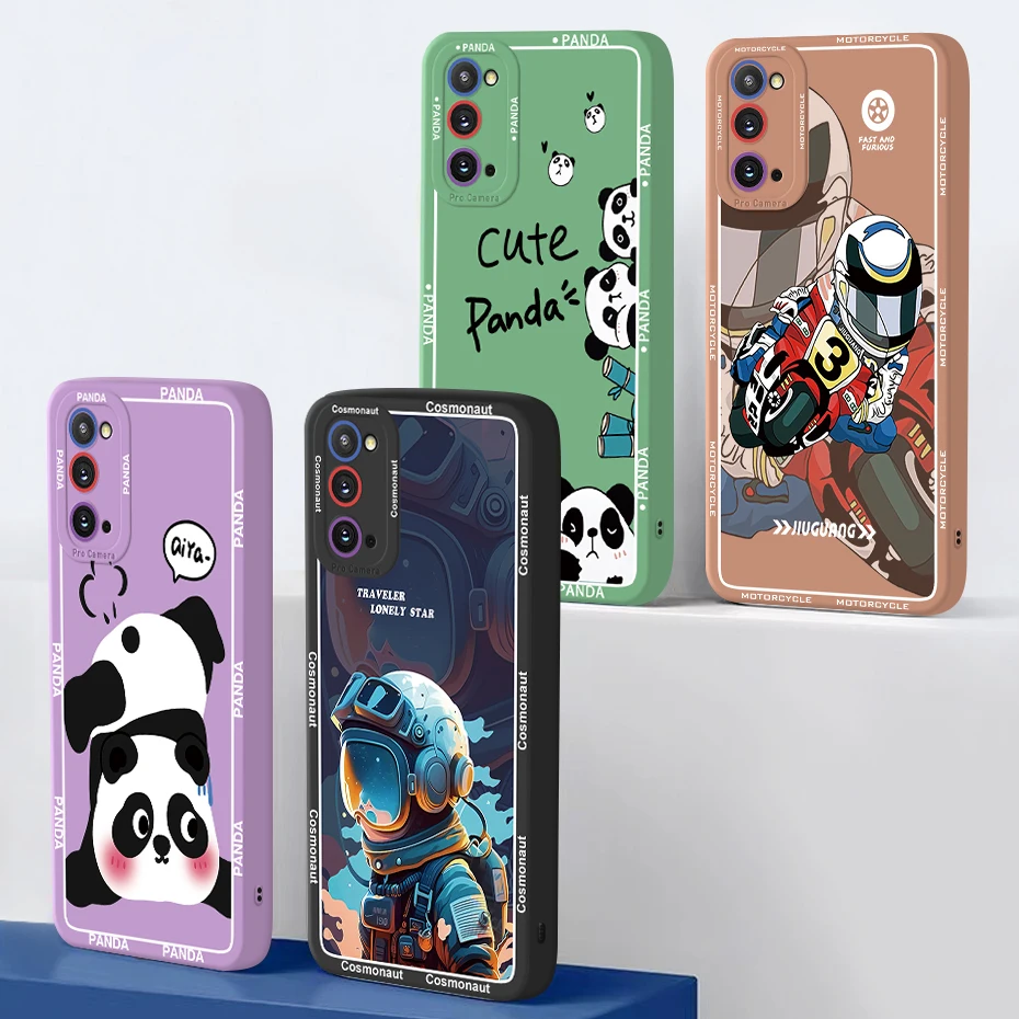 For Samsung Galaxy S20 Plus Case S20 Ultra Cute Panda Liquid Silicon Cover for Samsung Galaxy S20 Plus S20+ S20 Ultra S 20 Case