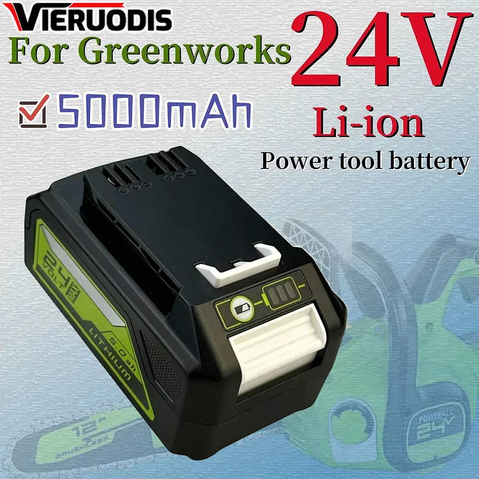 24V 8.0Ah/6.0Ah/5.0Ah Li-ion Rechargeable Battery for Greenworks 24V 48V Power Tools 29842 29852 29322 20362 MO24B410 MO48L4211