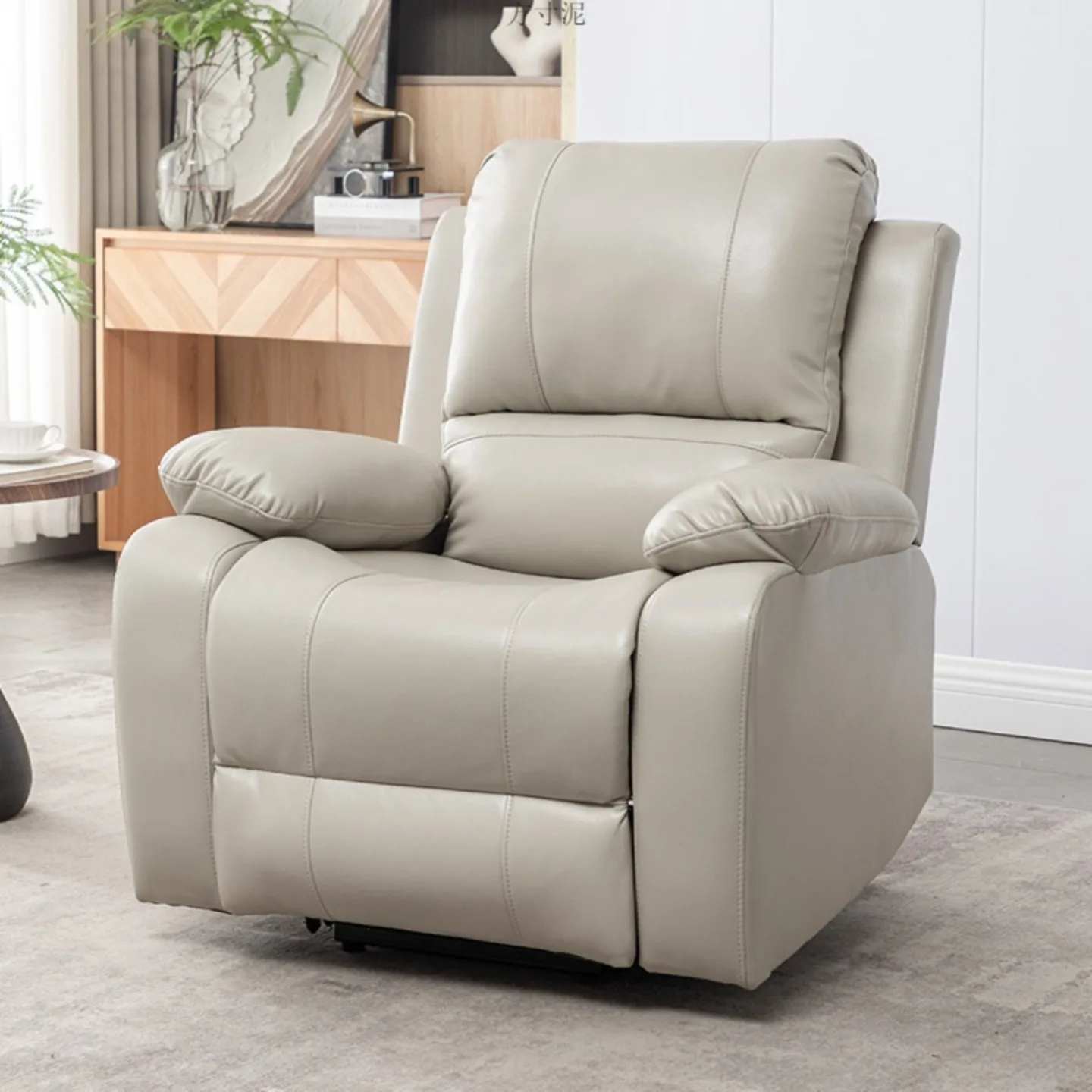 Modern Extendable Leather Recliner Sofa Chair Motion Aircraft Adjustable Massage Feature Fabric Upholstery Metal Frame Remote