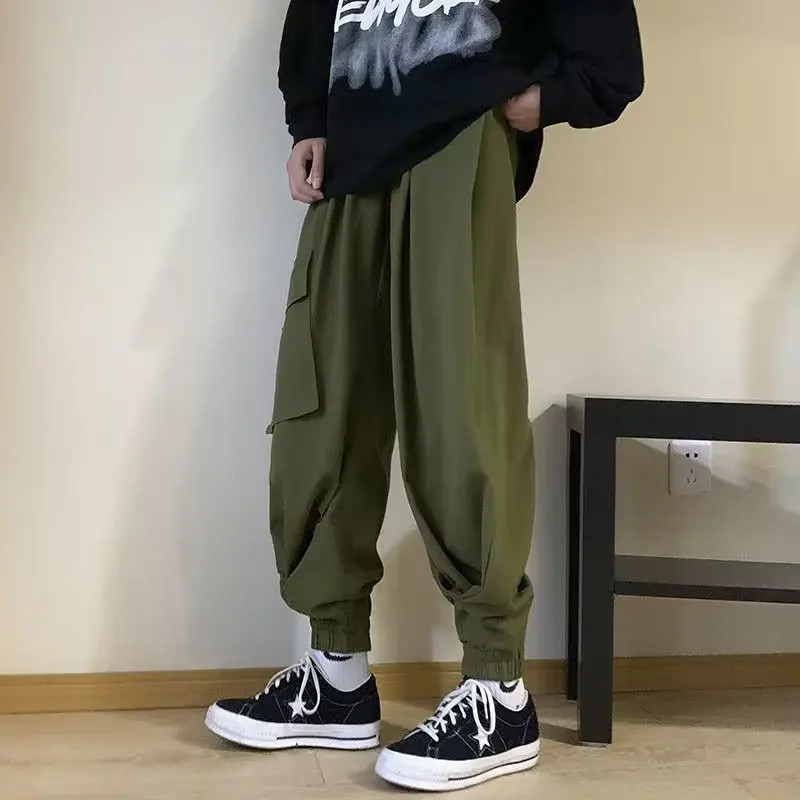 

Japanese Harajuku Cargo Harem Pants Men Radish Army Green High Streetwear Pockets Kpop Dance Night Club Plus Size M-XXXL Pants