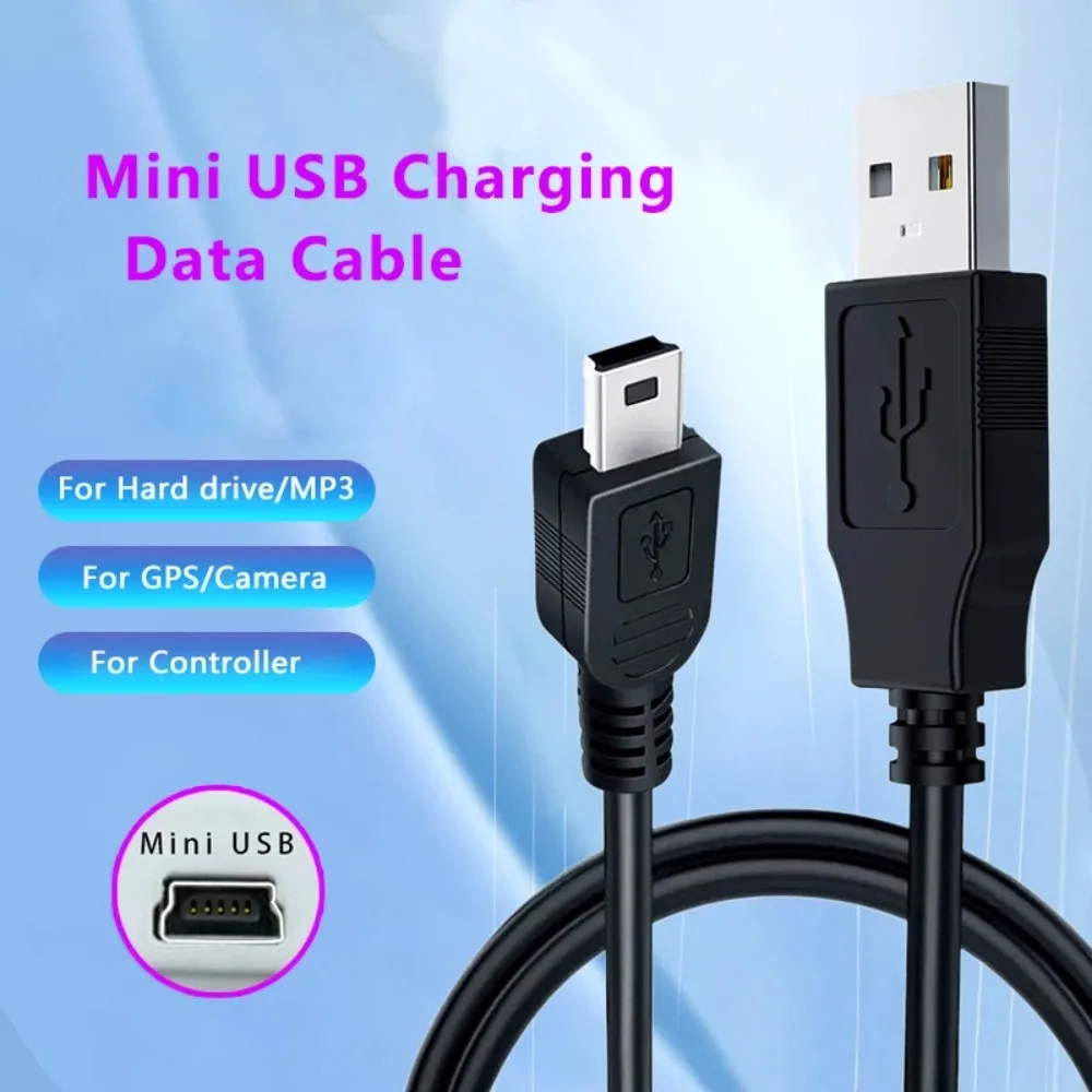 Mini USB Cable USB-A to Mini-B 5Pin Male to Male Data Sync & Charging Cord for MP3, GPS, Dash Cam, Hard Drive & PS3 Controller