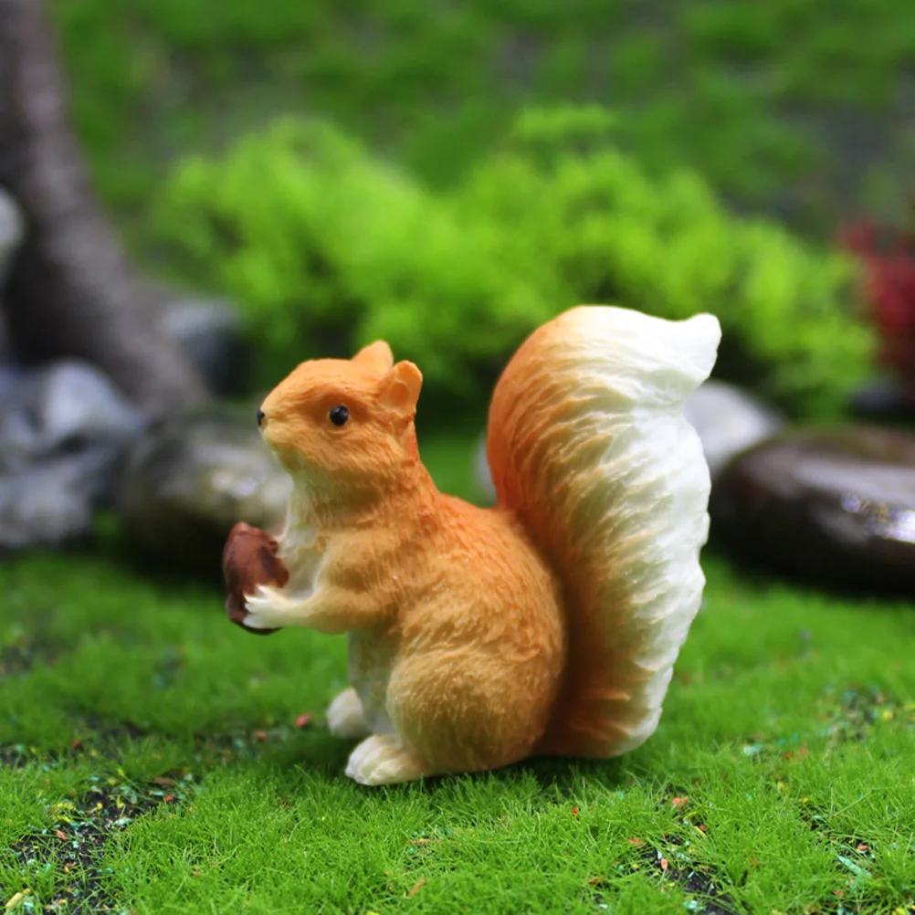 

4 Pcs Mini Animals Statue Miniature Squirrel Figurines Tiny Statues Micro Landscape Decoration Toys