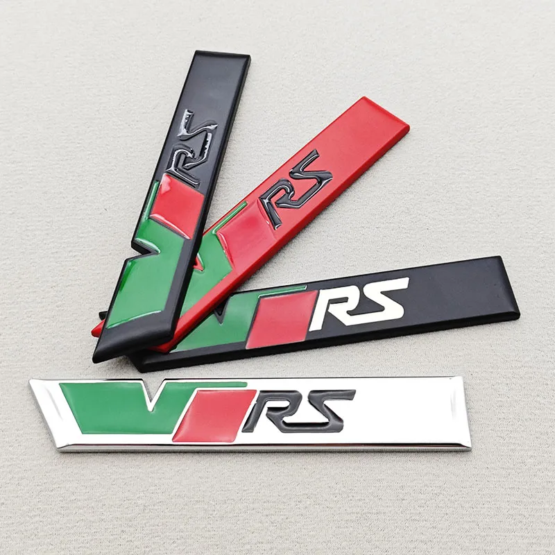 Novo logotipo 3d de metal rs vrs, emblema da grade dianteira do carro, emblema do porta-malas traseiro para skoda vrs octavia 2 3 rapid kodiaq karoq fabia kamiq superb