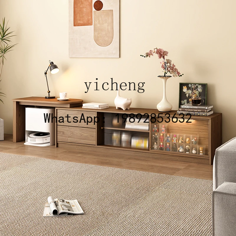 H1 Retractable TV Cabinet Unit Floor Simple Storage Mid-Ancient Living Room Modern Home Floor Cabinet