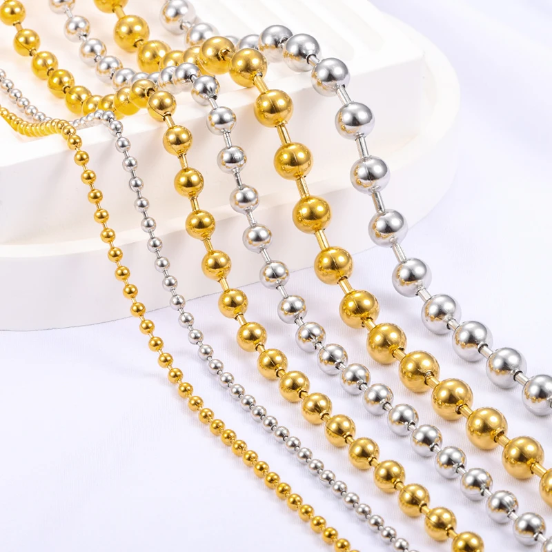 1 metr ze stali nierdzewnej 1.5mm-10mm łańcuch kulkowy do elementy do wyrobu biżuterii DIY okrągłe naszyjnik z koralików bransoletka moda akcesoria