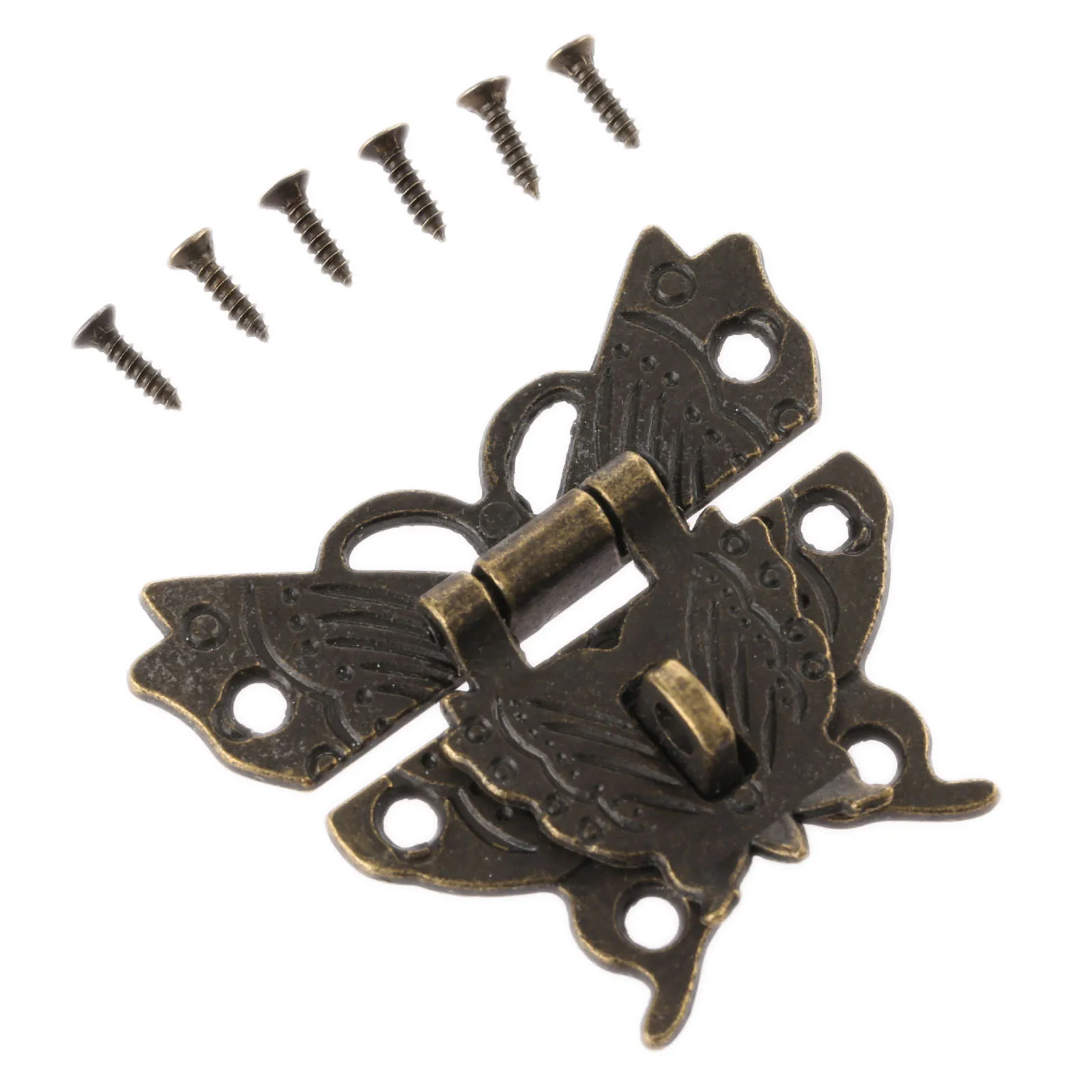 1pc Butterfly Box Clasp 50*43mm Decorative Jewelry Box Hasp Lock Latch With Screw Vintage Hardware