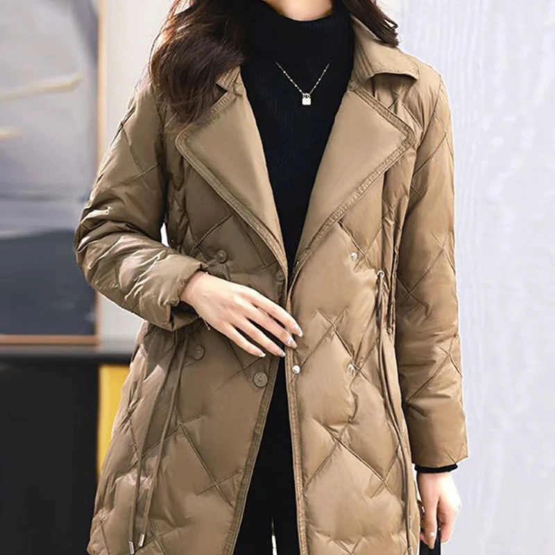 Drawstring Quilted Jacket Padded Medium Length Lady Parka Hot Outdoor Clothes Great Loose Casual Thick Cheap Women's Cotton Coat