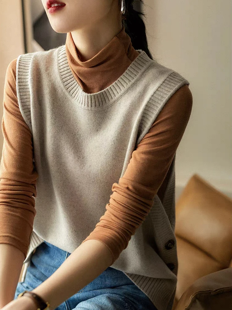 موضة جديدة 100% ميرينو الصوف المرأة سترة سترة الخريف الشتاء الإناث تريكو الصلبة البلوز أكمام الكشمير الملابس القمم