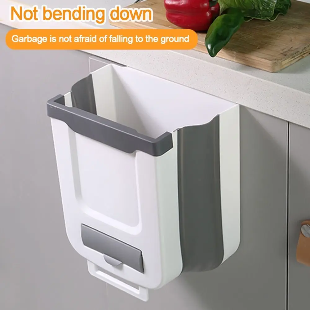 7/10L PP Hanging Trash Bin Portable Wall Mounted Cabinet Door Garbage Can Recyclable Waste Bin Foldable Trash Can Kitchens