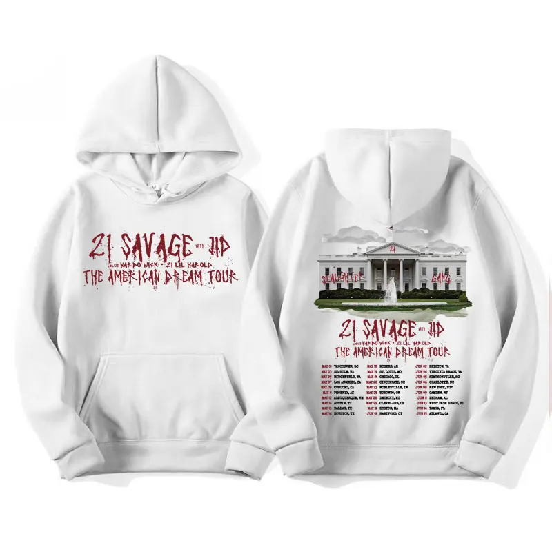 Rapper 21 Savage - The American Dream Tour 2024 Concert Hoodies Men Women Hip Hop Fashion Sweatshirts Hoodie Harajuku Streetwear