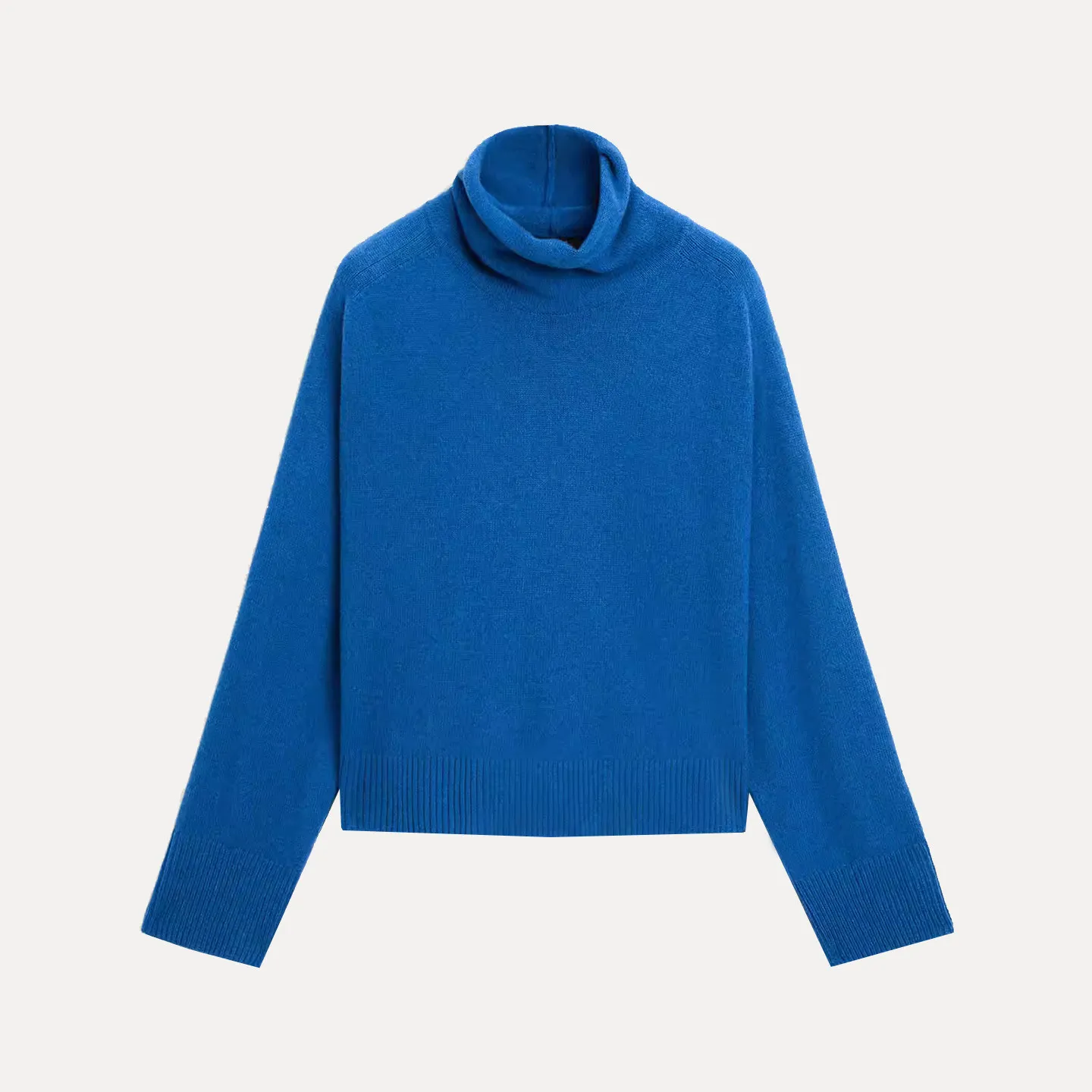 

Faionable Long Sve с высоким воротником Klein, синий вязаный свитер, зима 2025, Новое поступление, женский свободный крой, повседневный трикотаж