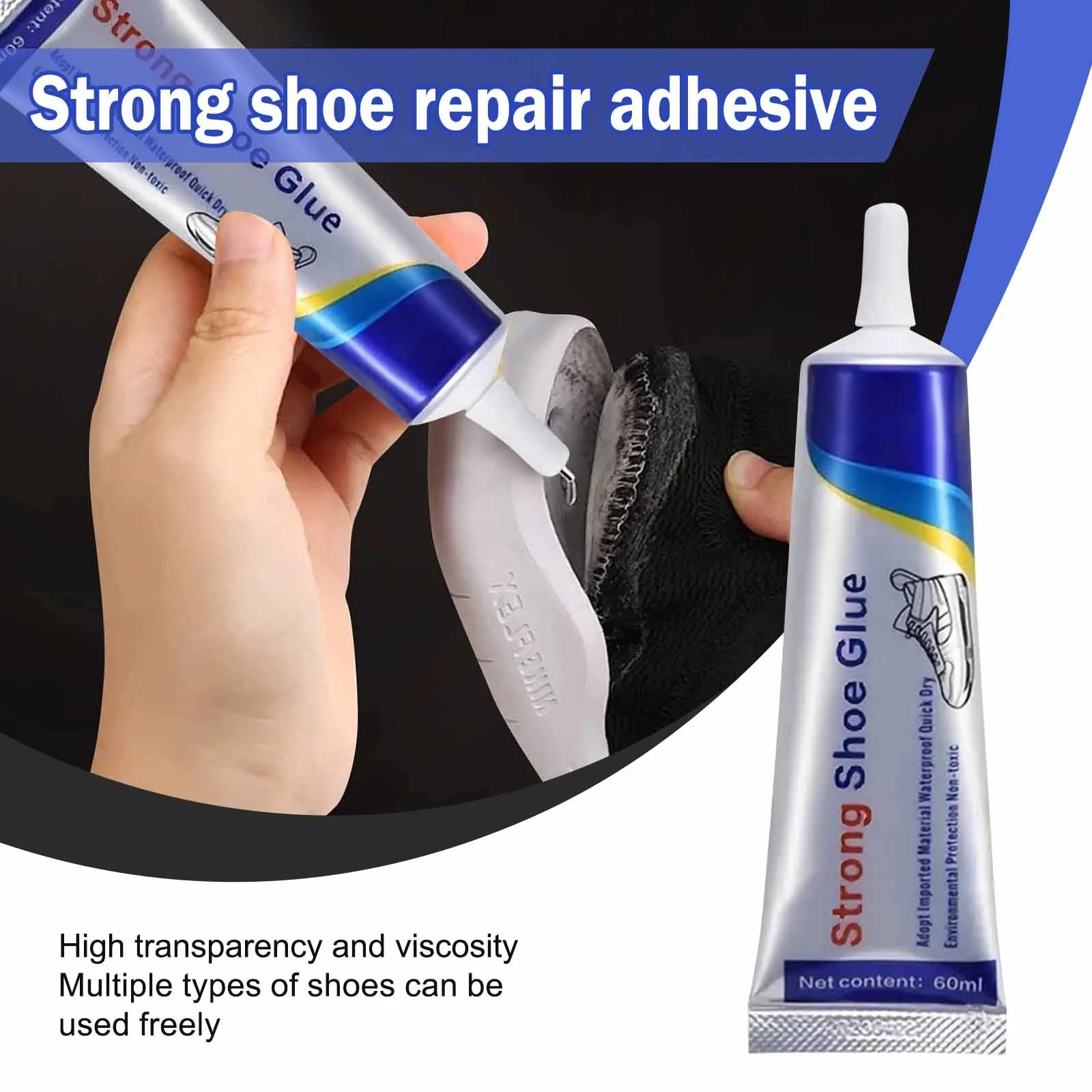 

Waterproof Shoe Repair Glue 60ml, High-strength Quick-drying Glue for Boots, Leather, and Rubber, Adhesive