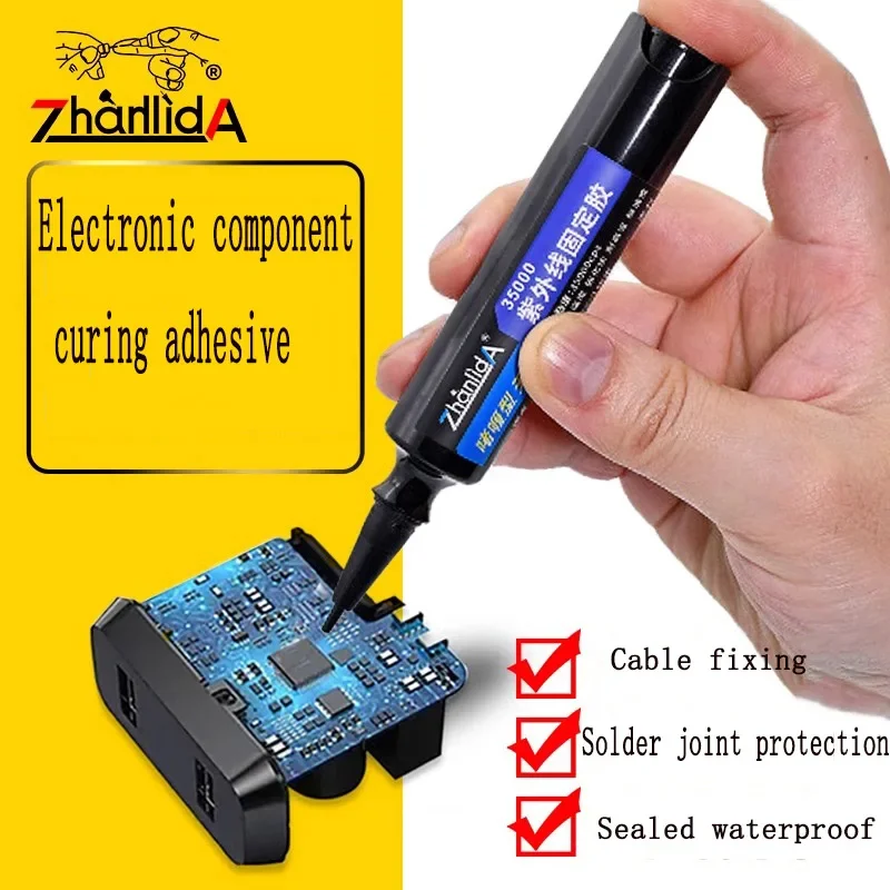 Zhanlida UV Curable Adhesive 10/50ML Electronic Components Cable Fixation Solder Joint Protection Glue Fixed Circuit Board