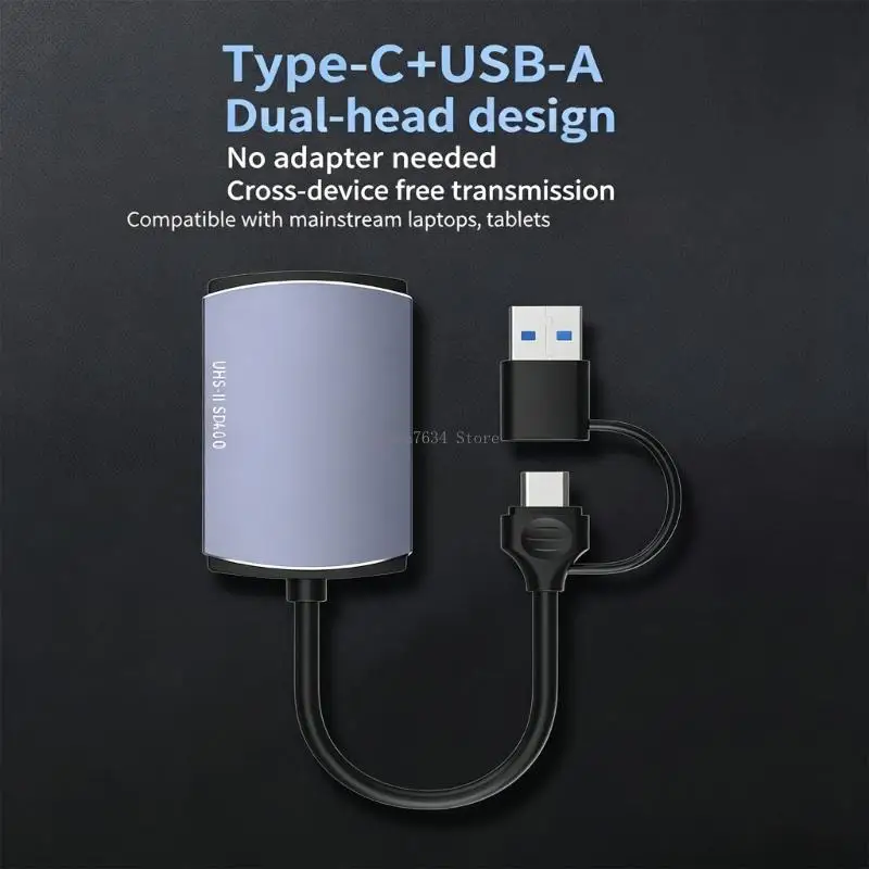  Type C USB4 Card Reader Two Slot Metal Build 5Gbps High Transmission Speed Handles Storage Cards Convenient Operation