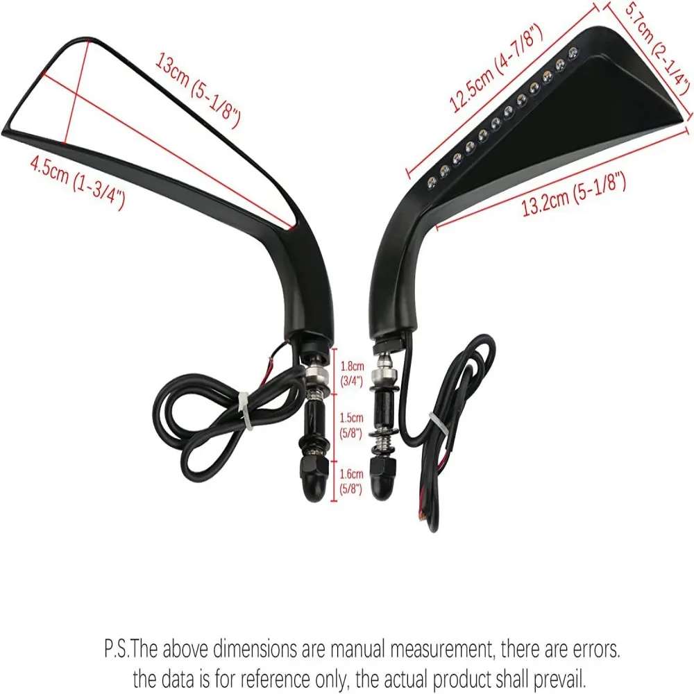 Motorcycle Sickle Rearview Side Mirror with LED Turn Signal Light 8MM CNC Aluminum for H-arley Sportster XL 883 1200