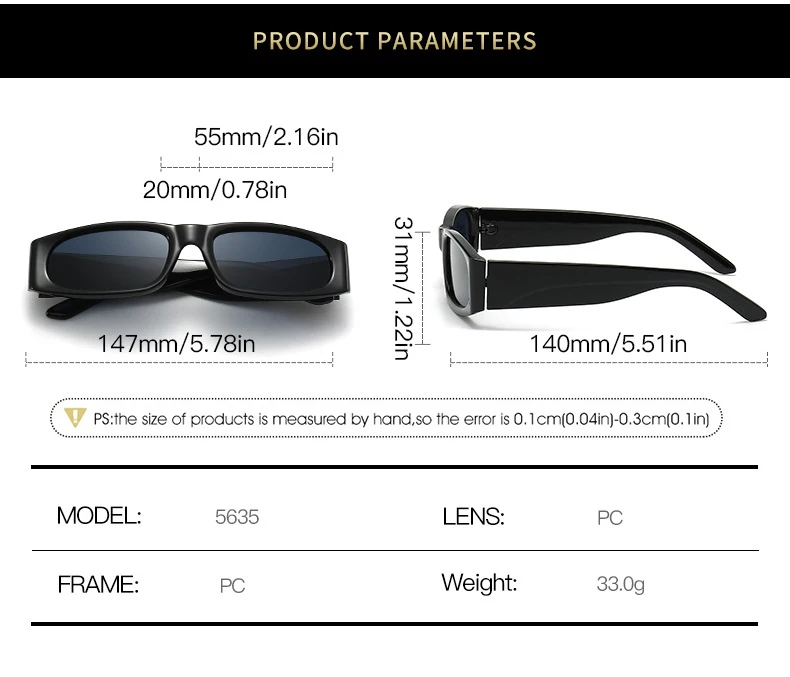 Schwarze Sonnenbrille im Hiphop-Stil mit schmalem Rahmen für Herren im Retro-Stil, mühelose orangefarbene Sonnenbrille UV400 – Detail 4