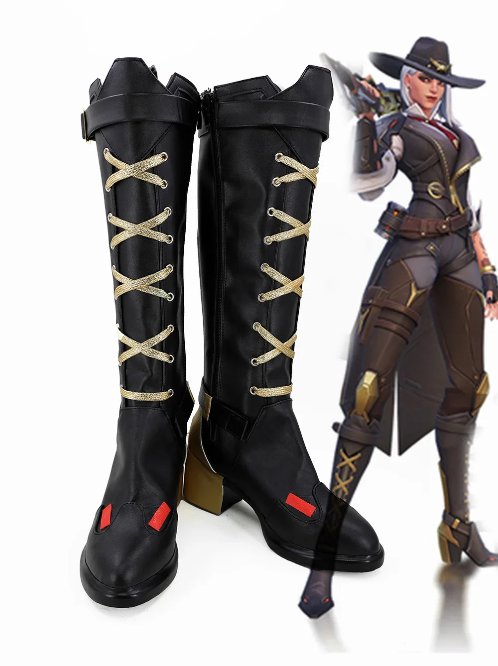 OW Ashe Elizabeth Caledonia Calamity Cosplay stivali scarpe su misura