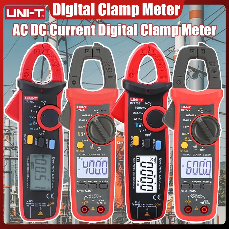 UNI-T UT210E UT210D التيار المتناوب تيار مستمر فك التيار متر 100A Amperimetric المشبك المتعدد مقياس التيار الكهربائي الرقمي كماشة أدوات كهربائي