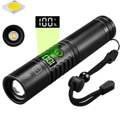 High Power Spotlight Long Range LED Flashlight With Power Type-C Charging Zoomable Aluminum Alloy Tactical Torch Outdoor Lantern