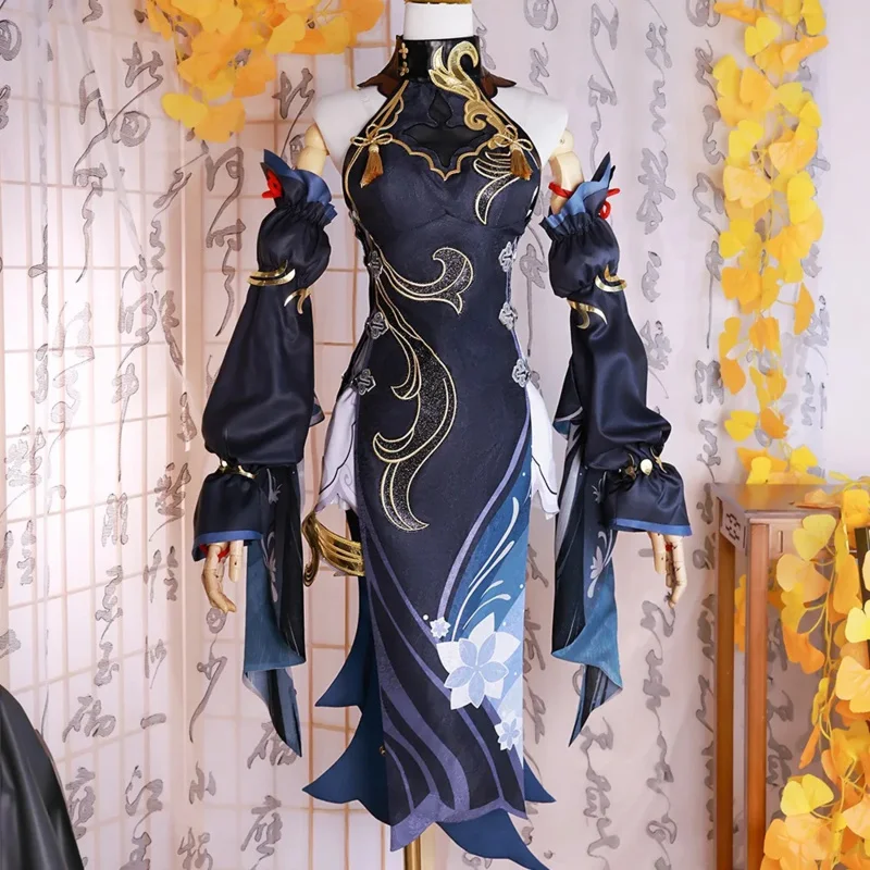 Shenhe-Disfraz de Cosplay para mujer, vestido Cheongsam sexual ajustado elegante de nueva piel, disfraz de fiesta de Halloween