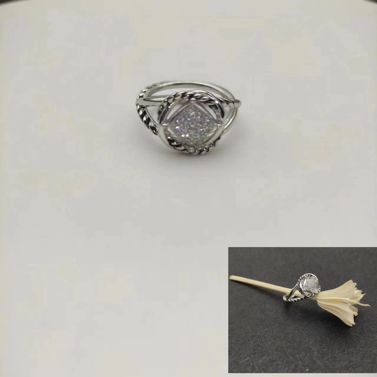 

New Square Full Diamond Ring Neutral Personality Temperament Fashion Trend Retro Luxury Jewelry Party Gift