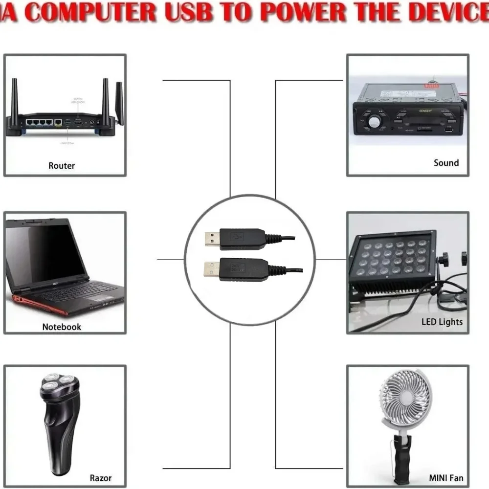 USB power boost line DC 5V to DC 9V / 12V Step UP Module USB Converter Adapter Cable 2.1x5.5mm Plug