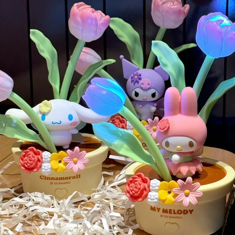 Miniso Flower Fairy Series Night Light Cinnamoroll Action Figure Home Ornament Collection Custom Decoration Kids Birthday Gifts