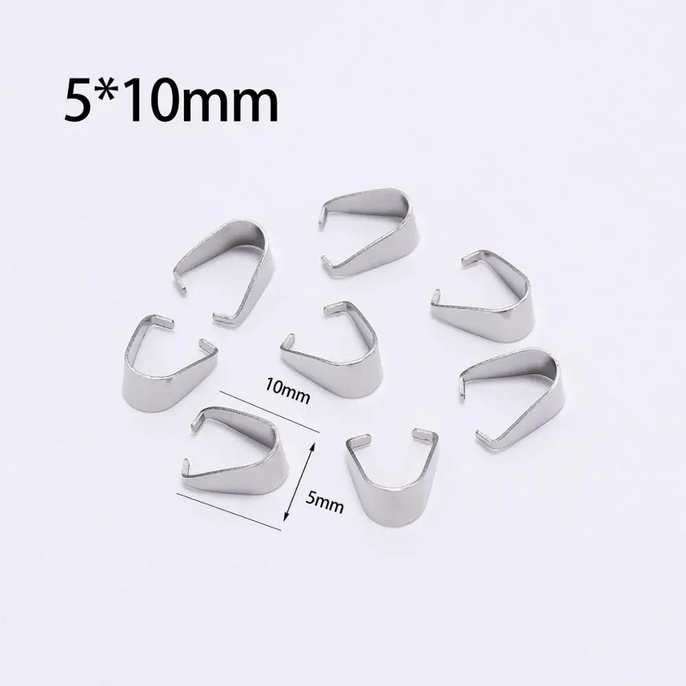 50/100pcs Stainless Steel Pendant Pinch Bail Clasps Necklace Hooks Clips Connector For Jewelry Making Findings Accessories DIY