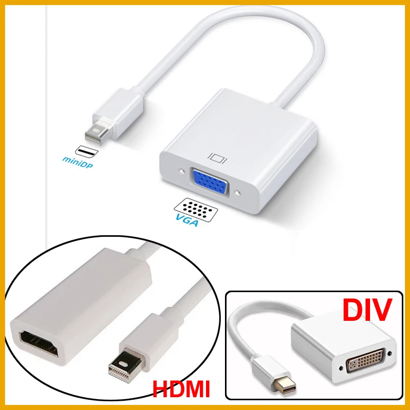 Mini DisplayPort DP To 1080P HDMI VGA  DVI Cable TV Projector Display Port To Adapter Cable For Thunderbolt 1/2 Mac Macbook Pro