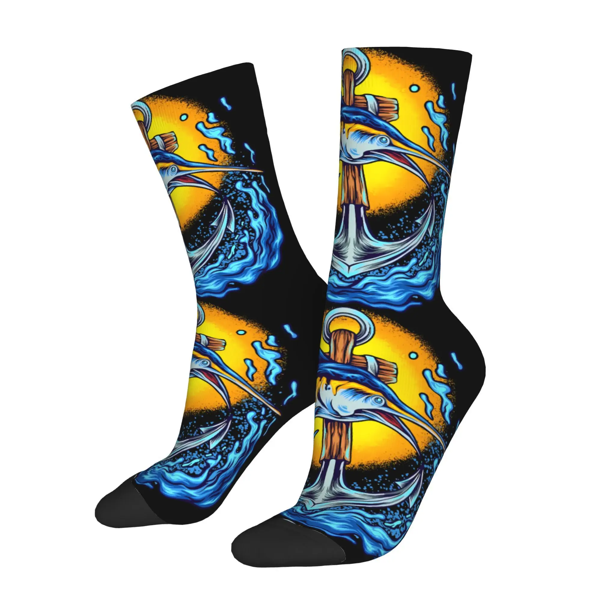 

Premium Vector _ The Marlin Fish With Anchor Sock Printed Man Polyester Fashion