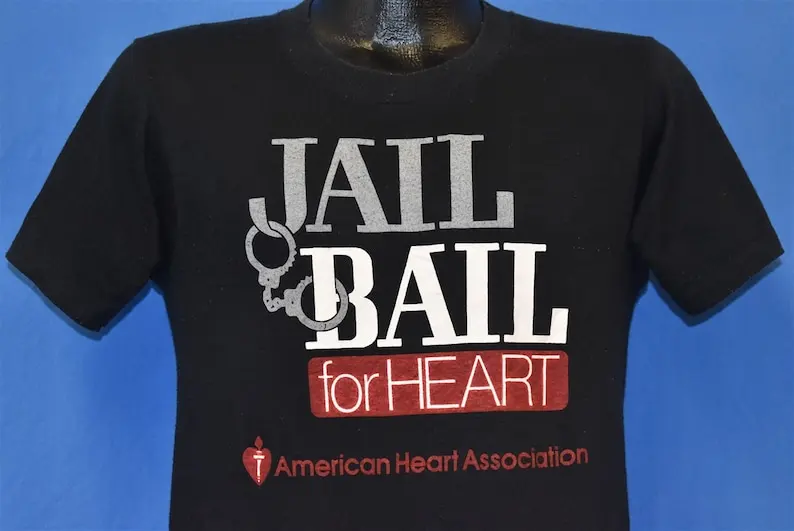 80s Jail Bail Fundraiser American Heart Association AHA t-shirt Small